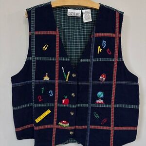 Vintage Casey & Max Teacher Novelty Vest - Medium